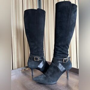 Saks Fifth Avenue black suede boots